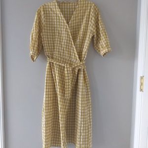Beautiful mustard yellow gingham wrap dress